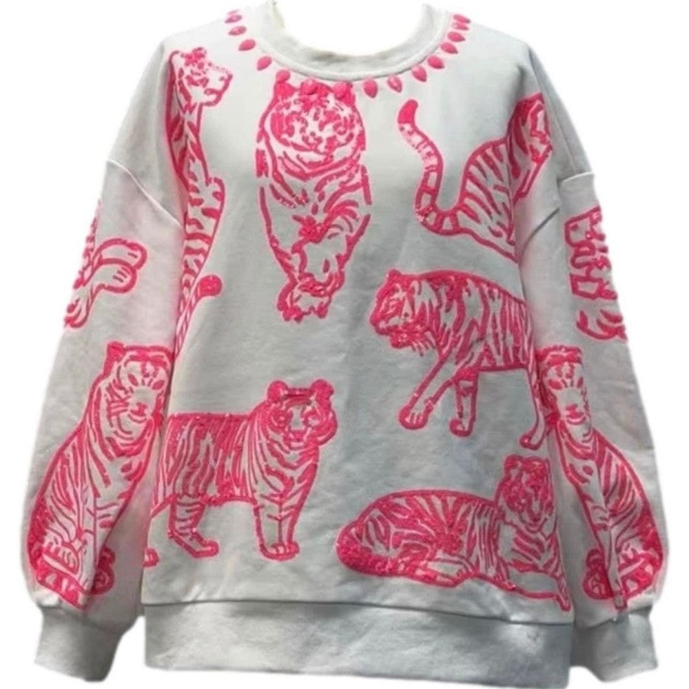 QUEEN OF SPARKLES pink tiger sweatshirt